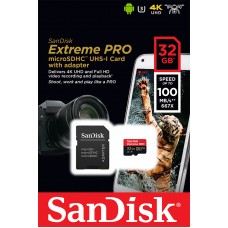 SanDisk 32GB Extreme Pro Micro SD Card with Adapter 100MB/90MB -SDSQXCG-032G-GN6MA